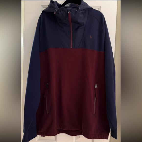 POLO RALPH LAUREN Water-repellent Hybrid Hoodie Newport Navy/wine men’s size XL - Picture 2 of 11